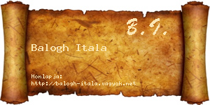Balogh Itala névjegykártya